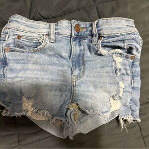 American Eagle Outfitters Frayed Light Blue Jean Shorts